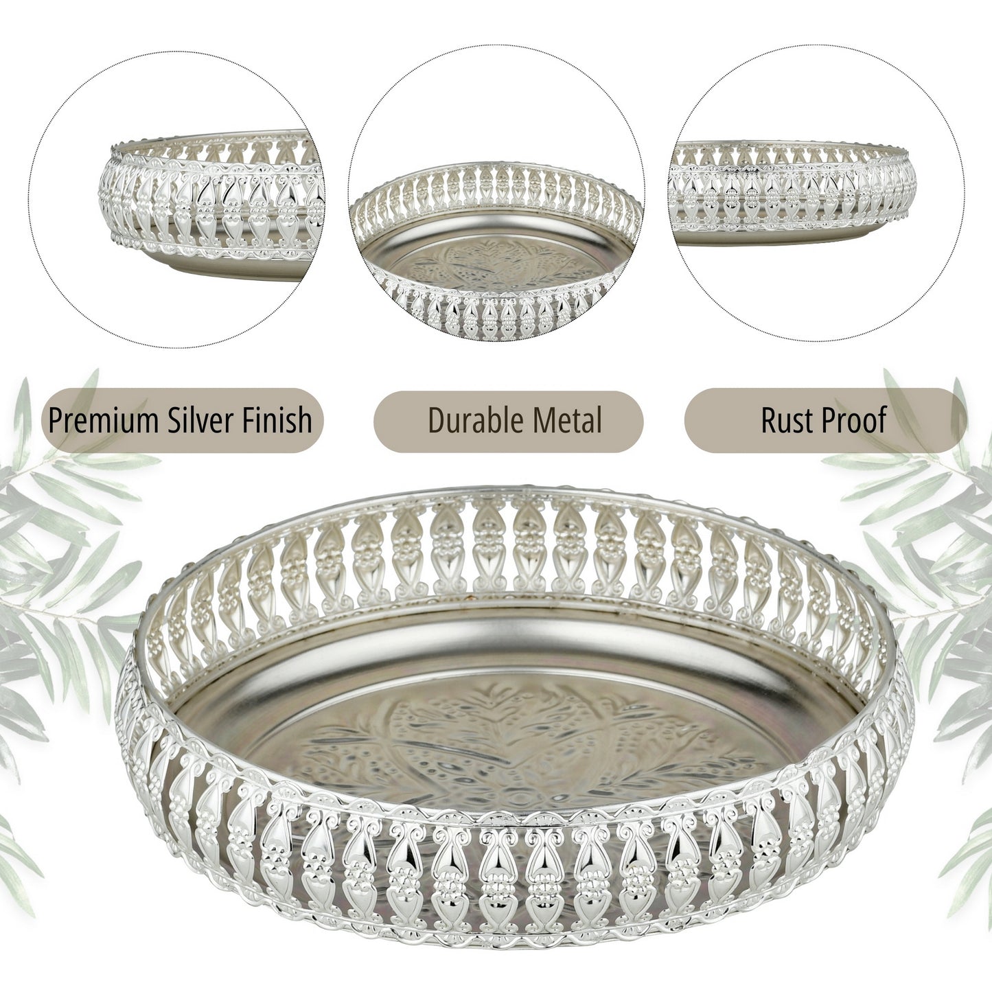 Chromix™ Silver Vanity Tray – Decorative Organizer | Silver Plated