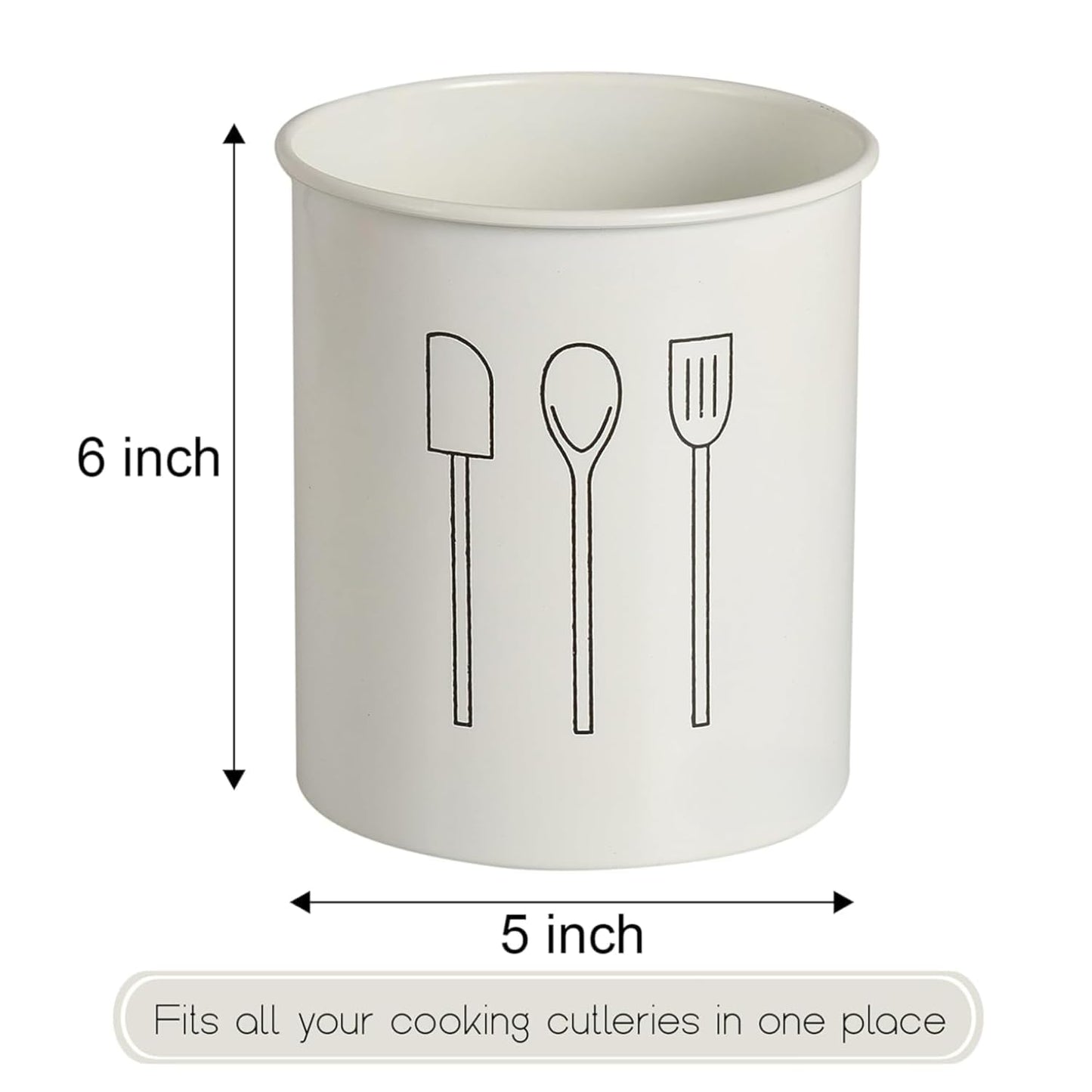 Modern White Utensil Holder with Cooking Tools – Countertop Organizer for Spoons, Spatulas, Tongs & Whisks
