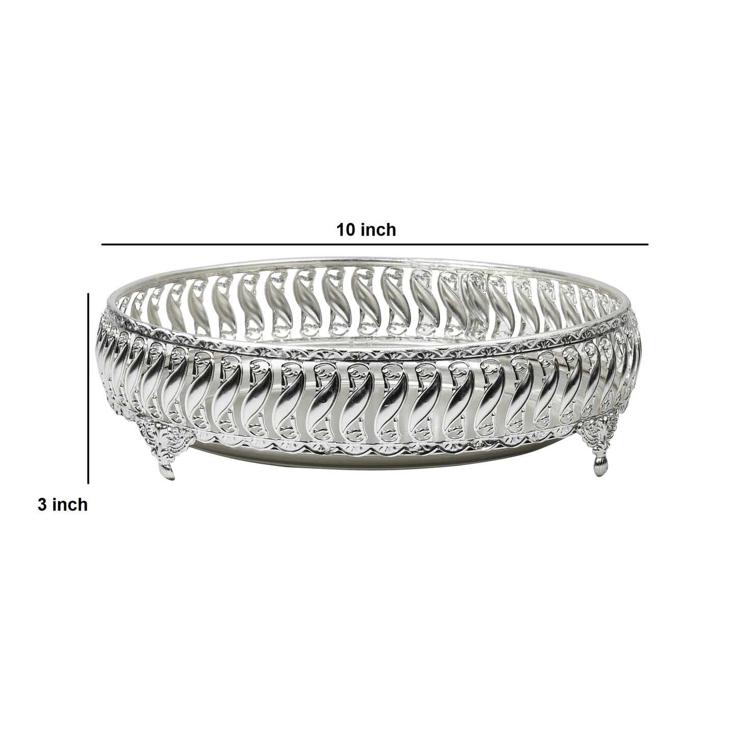 Ornate Silver Vanity Tray – Elegant Metal Organizer for Makeup, Jewelry & Home Decor | Silver Plated