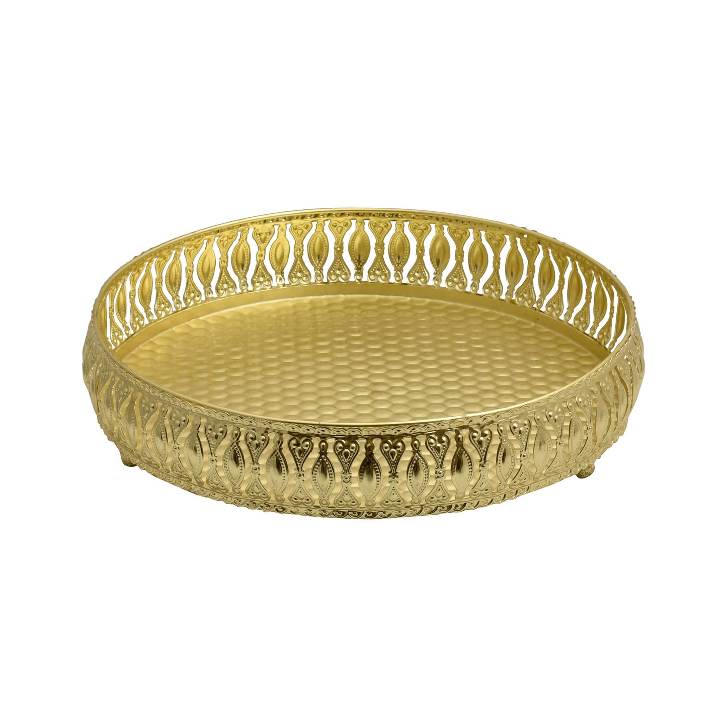 Luxury Gold Decorative Tray – Vintage-Style Metal Vanity Organizer