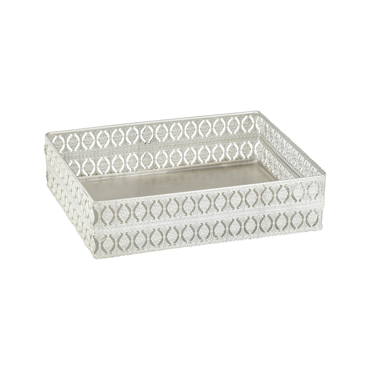 Luxury Rectangular Metal Vanity Tray | Silver Plated