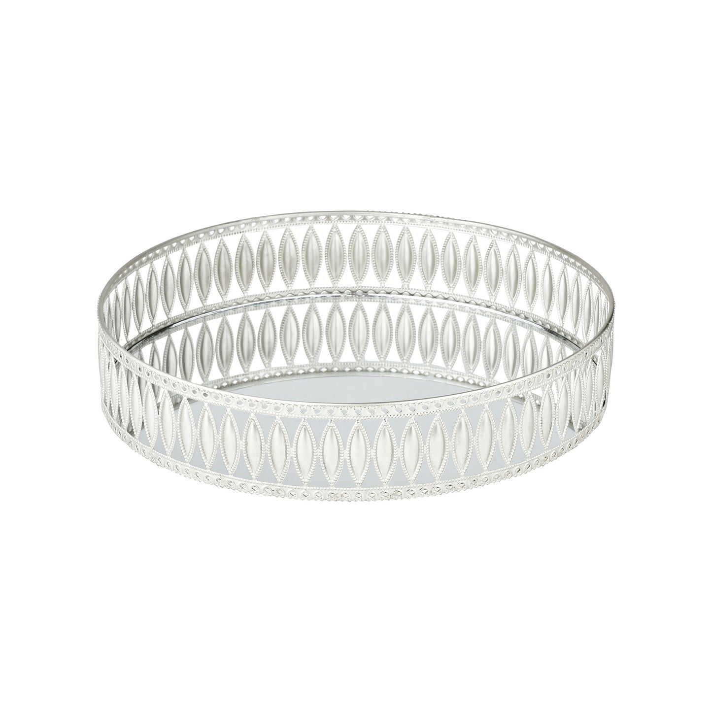 Silver Plated Vanity Tray with Mirrored Base