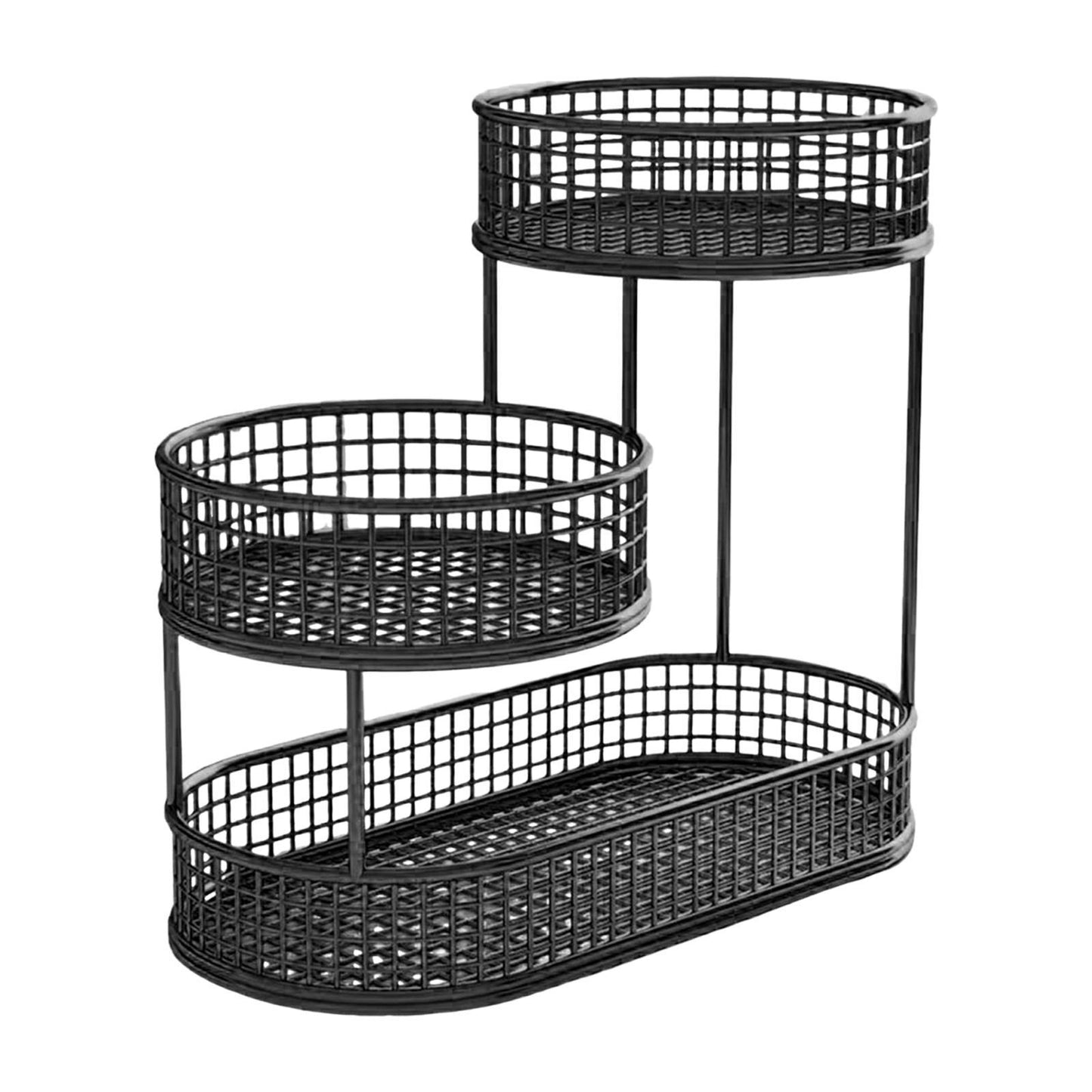 3-Tier White Metal Fruit and Vegetable Basket (Black)