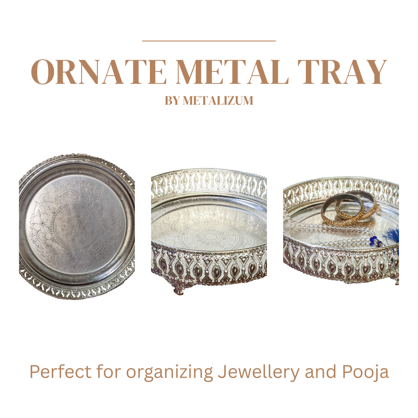 Elegant Silver-Plated Decorative Bowl for Home, Pooja & Festive Decor – Intricately Carved Traditional Design
