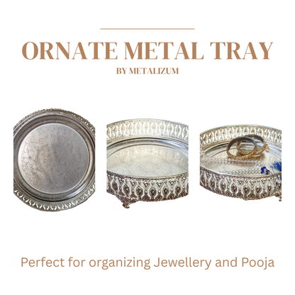 Elegant Silver-Plated Decorative Bowl for Home, Pooja & Festive Decor – Intricately Carved Traditional Design