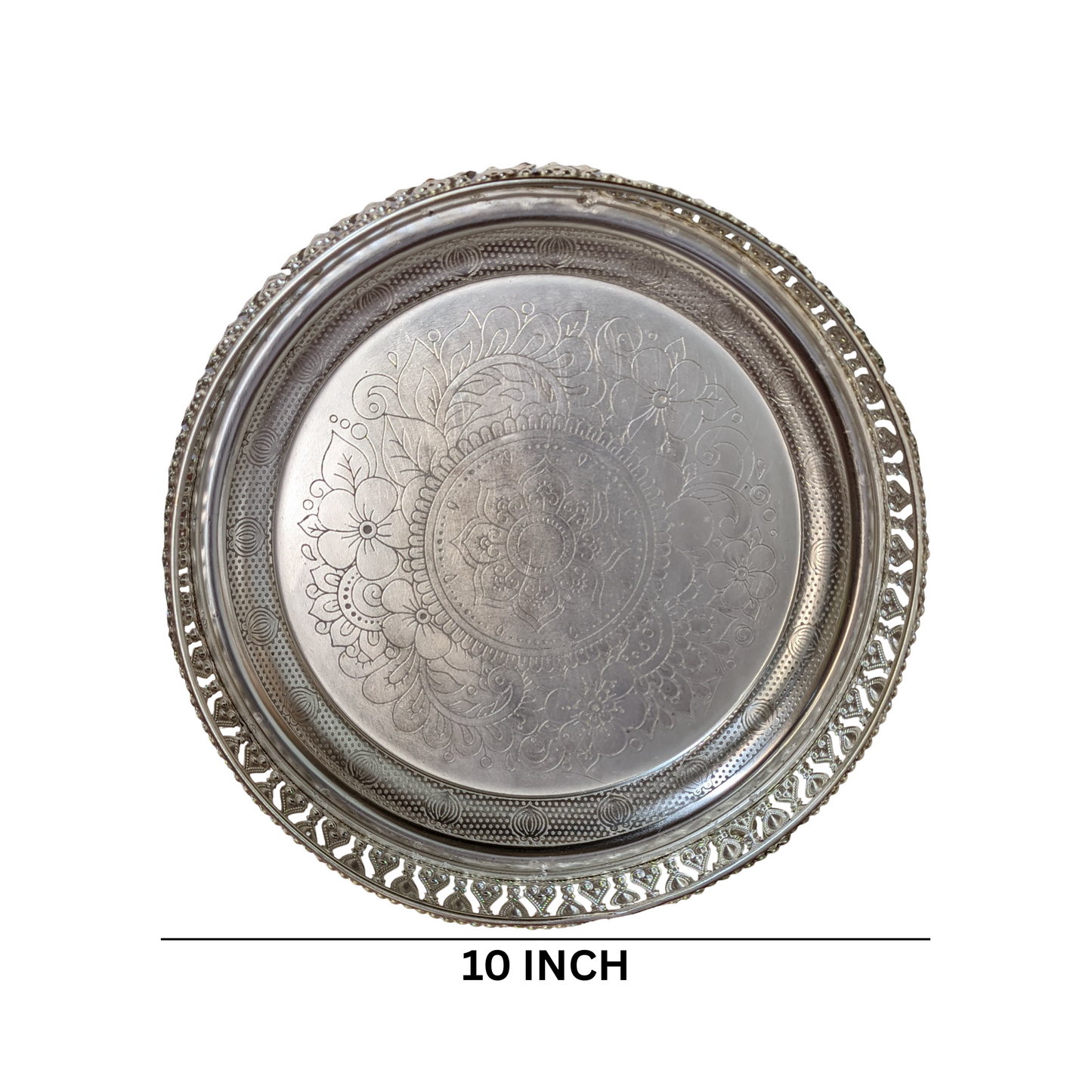 Elegant Silver-Plated Decorative Bowl for Home, Pooja & Festive Decor – Intricately Carved Traditional Design