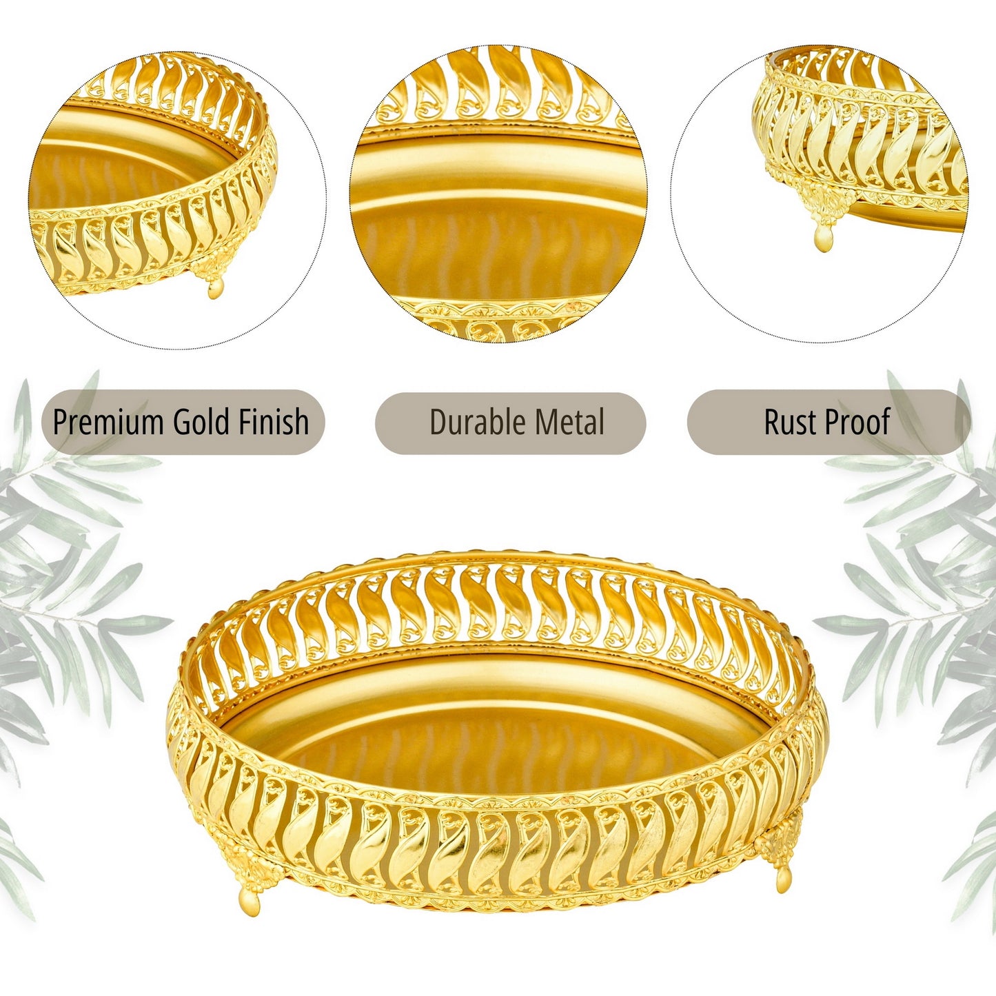 Ornate Gold Vanity Tray – Elegant Metal Organizer for Decor, Makeup & More