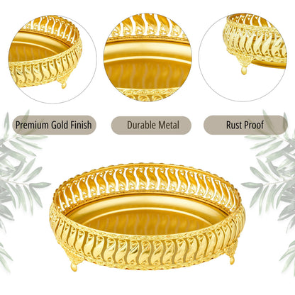 Ornate Gold Vanity Tray – Elegant Metal Organizer for Decor, Makeup & More