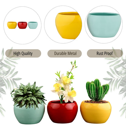 Trio of Vibrant Metal Planters