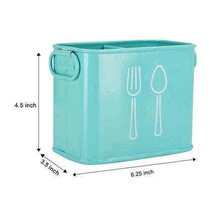 Modern Blue Cutlery Holder with White Utensil Design – Flatware Organizer for Spoons, Forks & Knives