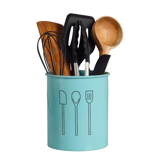 Premium Utensil Holder with Cooking Tools Set – Stylish Blue Kitchen Organizer for Spoons, Spatulas, Tongs & More