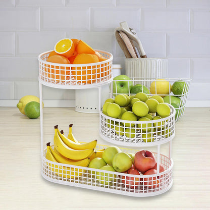 3-Tier White Metal Fruit and Vegetable Basket (White)
