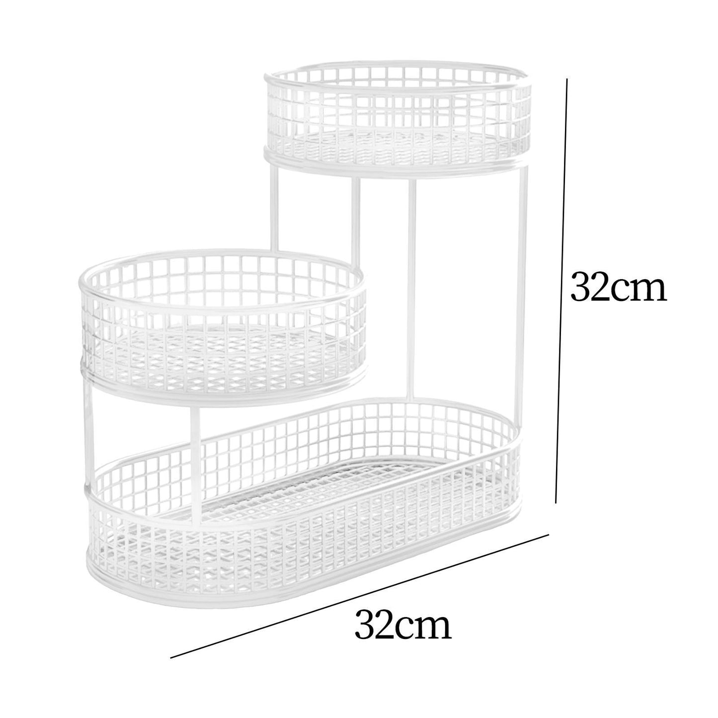 3-Tier White Metal Fruit and Vegetable Basket (White)