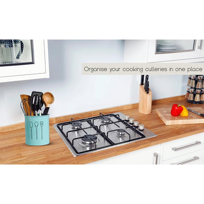 Premium Utensil Holder with Cooking Tools Set – Stylish Blue Kitchen Organizer for Spoons, Spatulas, Tongs & More
