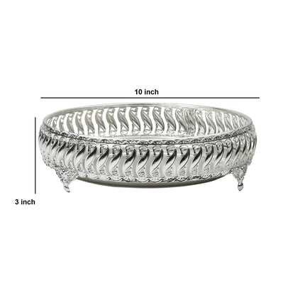Ornate Silver Vanity Tray – Elegant Metal Organizer for Makeup, Jewelry & Home Decor | Silver Plated