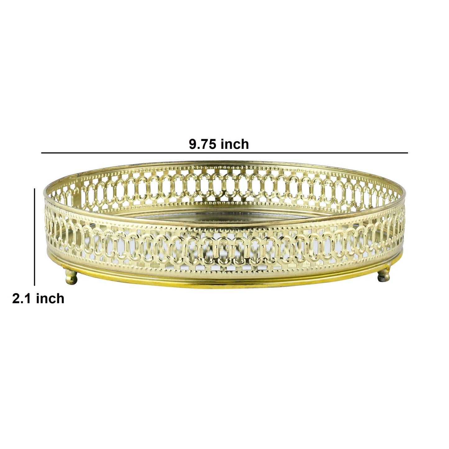 Elegant Round Gold Metal Vanity Tray – Decorative Mirrored Base for Perfume, Jewelry, Makeup & Home Décor Display