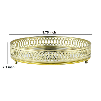 Elegant Round Gold Metal Vanity Tray – Decorative Mirrored Base for Perfume, Jewelry, Makeup & Home Décor Display