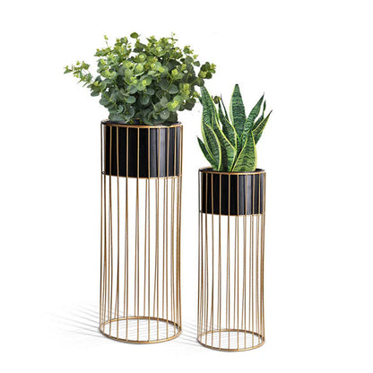 Modern Gold Frame Planter Stand Set – Luxe Indoor Plant Holders for Living Room, Office, or Entryway (Set of 2