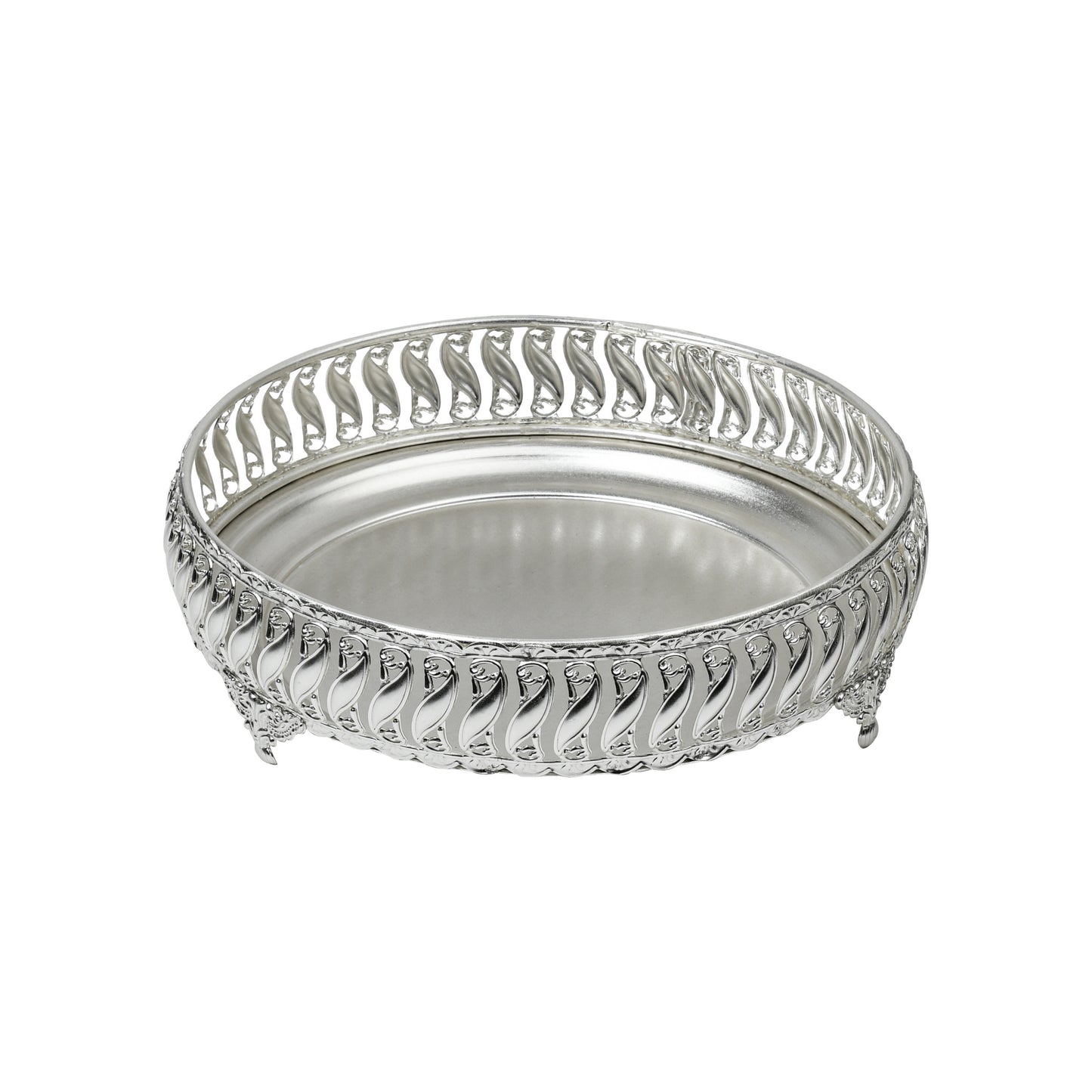 Ornate Silver Vanity Tray – Elegant Metal Organizer for Makeup, Jewelry & Home Decor | Silver Plated