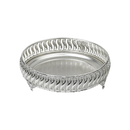 Ornate Silver Vanity Tray – Elegant Metal Organizer for Makeup, Jewelry & Home Decor | Silver Plated