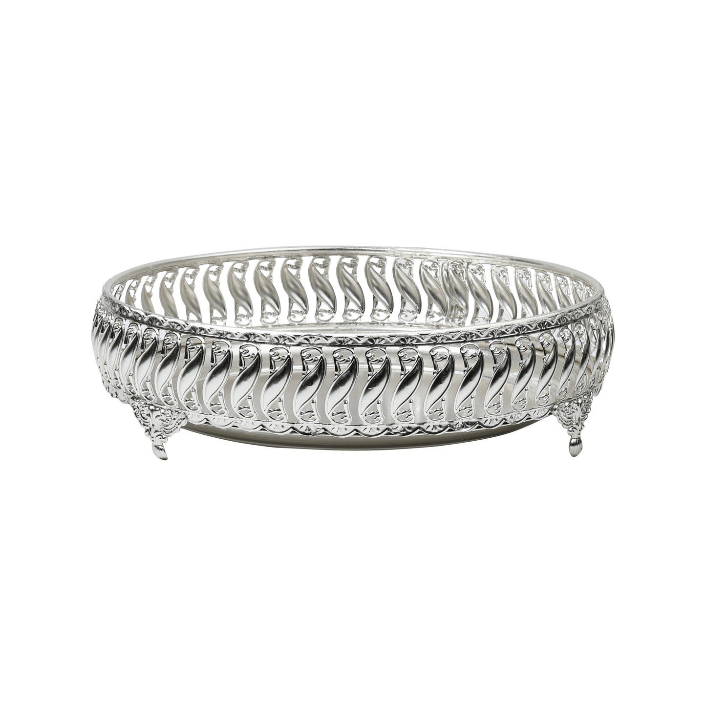 Ornate Silver Vanity Tray – Elegant Metal Organizer for Makeup, Jewelry & Home Decor | Silver Plated