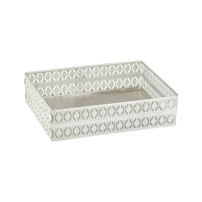 Luxury Rectangular Metal Vanity Tray | Silver Plated