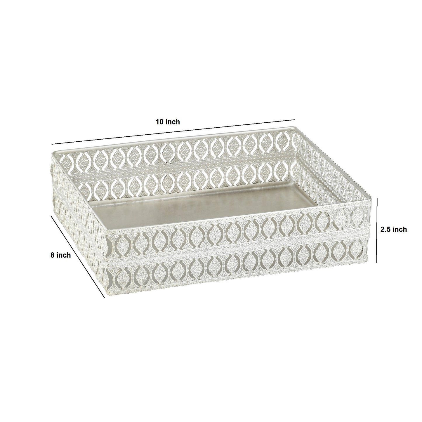 Luxury Rectangular Metal Vanity Tray | Silver Plated