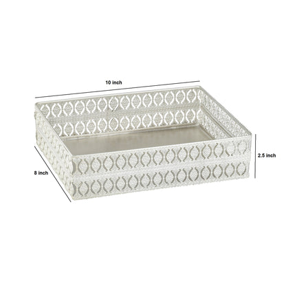 Luxury Rectangular Metal Vanity Tray | Silver Plated