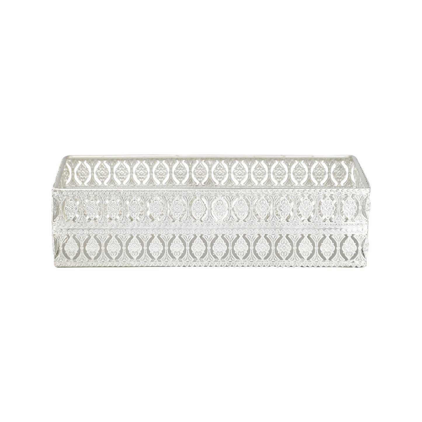 Luxury Rectangular Metal Vanity Tray | Silver Plated