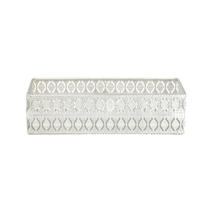 Luxury Rectangular Metal Vanity Tray | Silver Plated
