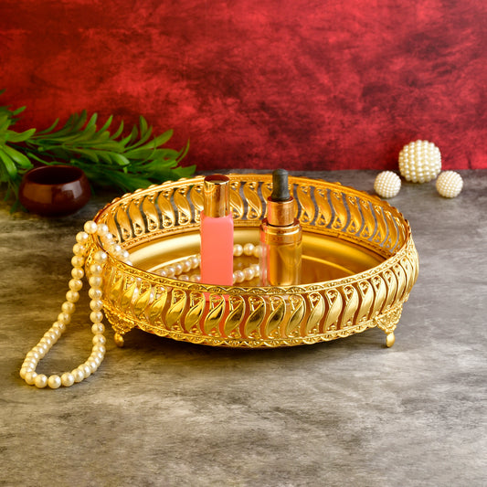 Ornate Gold Vanity Tray – Elegant Metal Organizer for Decor, Makeup & More