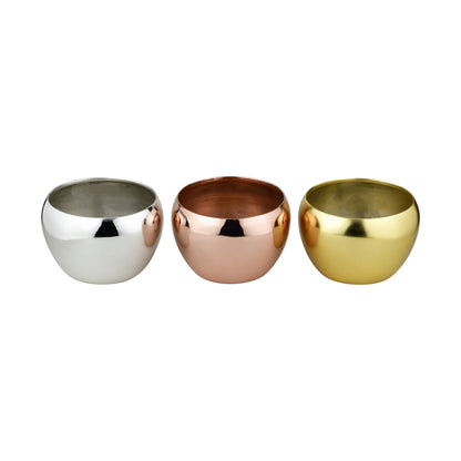 Trio of Lustrous Metallic Planters | Gold, Silver & Copper Plated