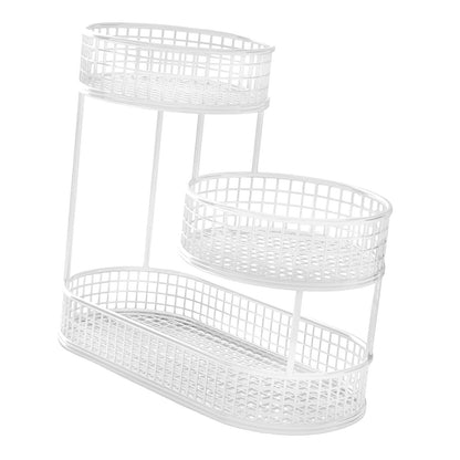 3-Tier White Metal Fruit and Vegetable Basket (White)